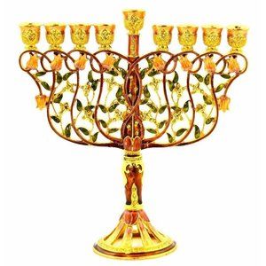 Ciel Collectibles Decorative Enamel Menorah Decorated with Swarovski Crystals